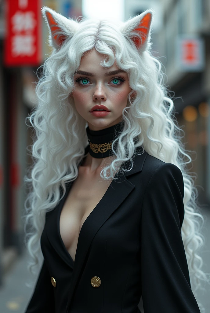 Name: Lilith Cavendish Sex: Female Race: beast (feline type, cat)
height: 1,5: 20 years Country of origin: Great Britain Country of residence: Japan Hair Color and Style: White and curly Eye color and expression: blue right eye, left eye green Physical build: Average Way of Speaking: He has an eloquent way of speaking, with a noticeable British accent Way of dressing: Prefers light and casual clothing, commonly black Marital status: Single Social Class: Plebeian Education: Higher education in Pharmaceuticals Current occupation: Unemployed