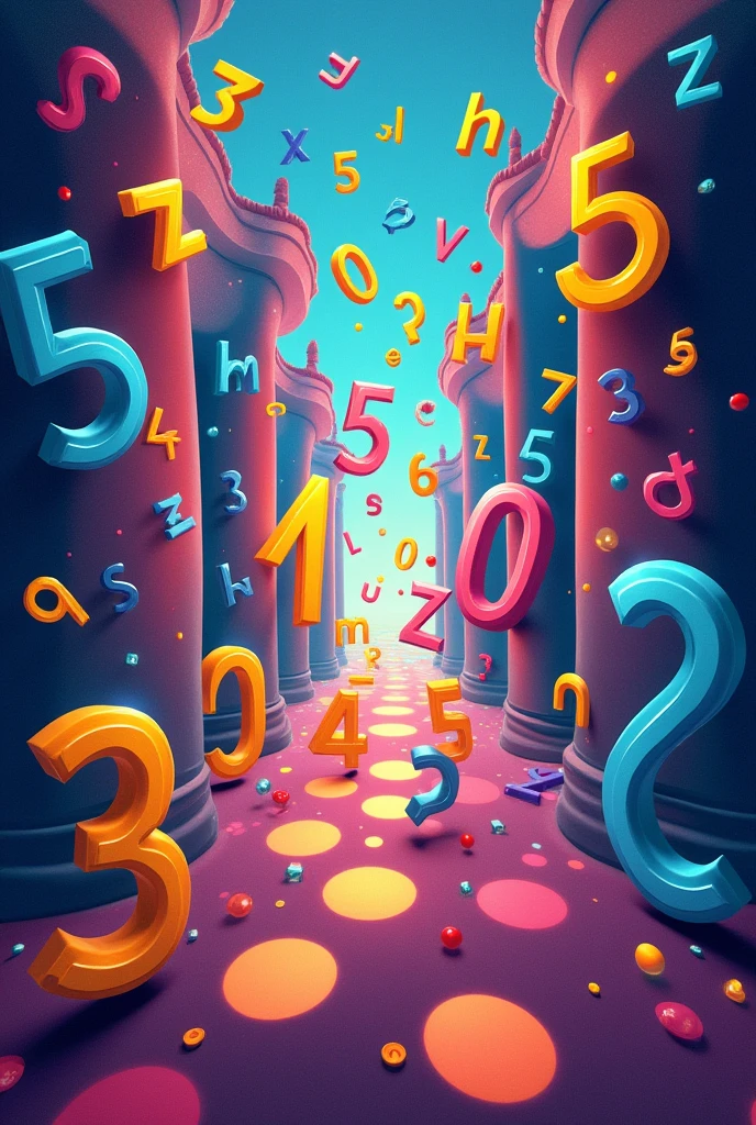 Cover for a book about numbers in English, alphabet, alphabet, etc.