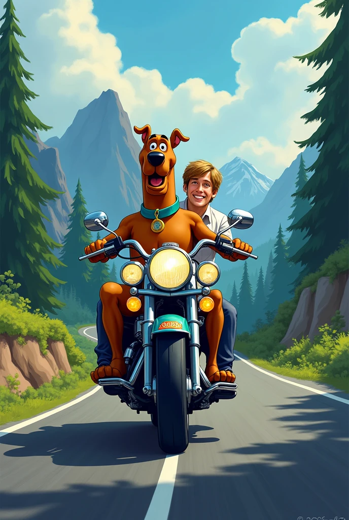 Scooby doo y Shaggy en moto