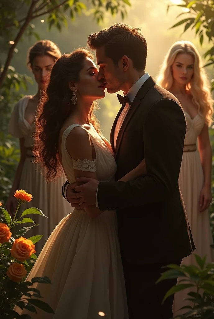 Ana Clara kissing Felipe and the proud blonde Emanuelle in the background and Duda crying with rage