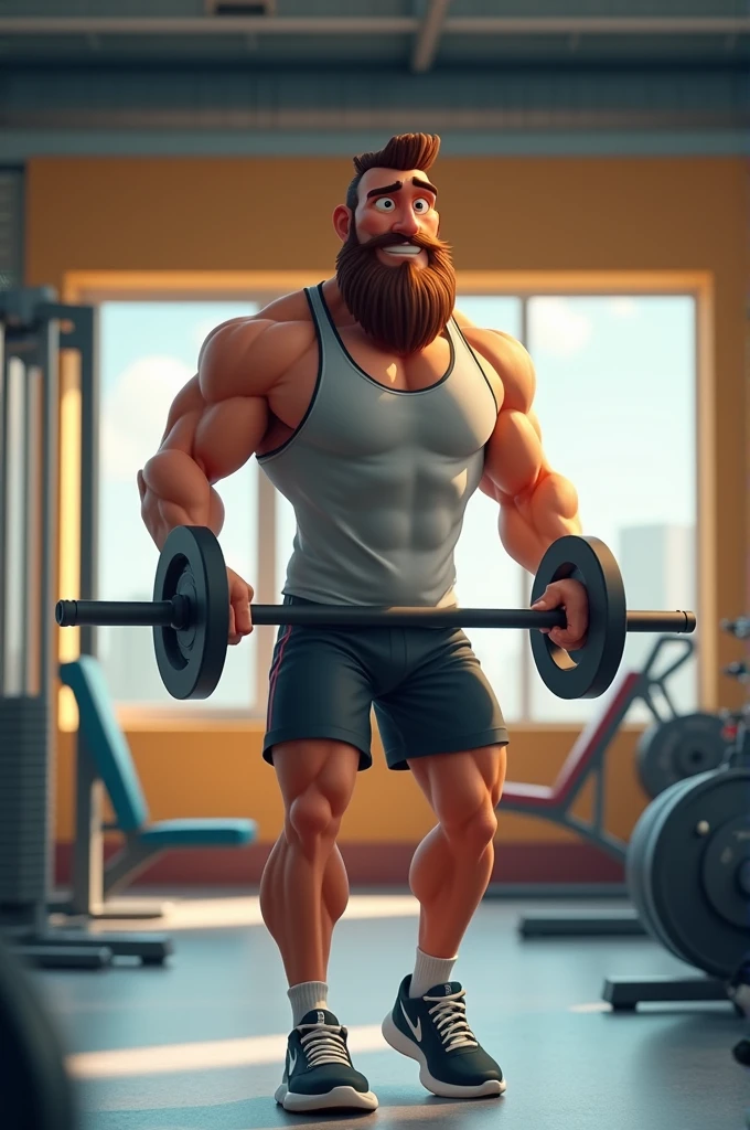 Bearded man with gym stuff animated
