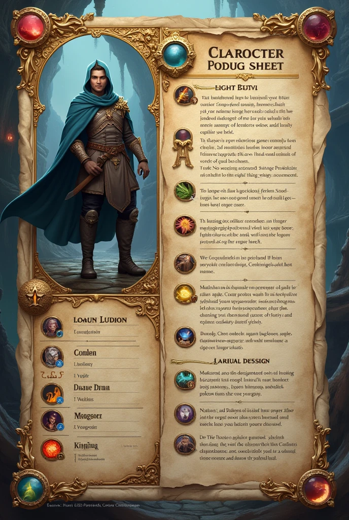RPG sheet with 8 attributes 