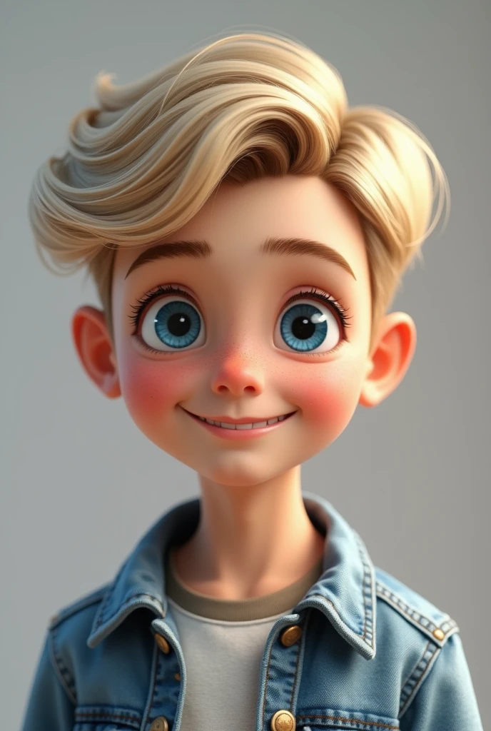 boy with blonde hair with blue eye and The side-parted comb-over involves a skin fade