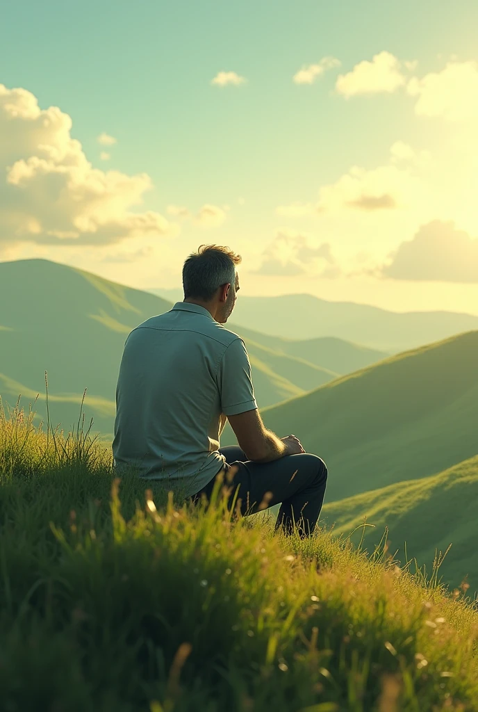 Man sitting on the hill