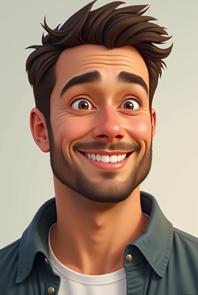 "A tall man with tan skin and a round face. He has short, dark hair and is wearing casual clothing. His facial expression is neutral, with slightly curved lips and soft, friendly eyes. The background is simple, with a neutral color to focus on his features."