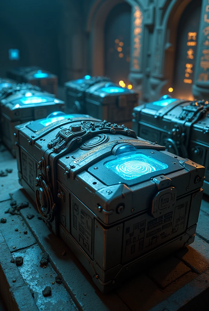 Sci fi treasure chests with safety locker