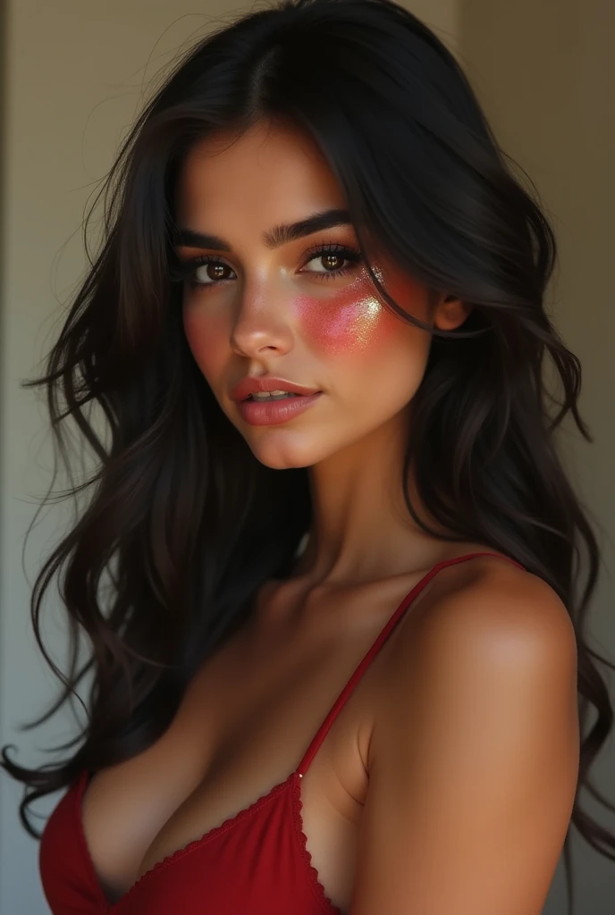 Do a beautiful girl. She should be middle eastern. She should look like mia khalifa. And have big tits an a ass which is big. She should be naked. She should have sperm on her face