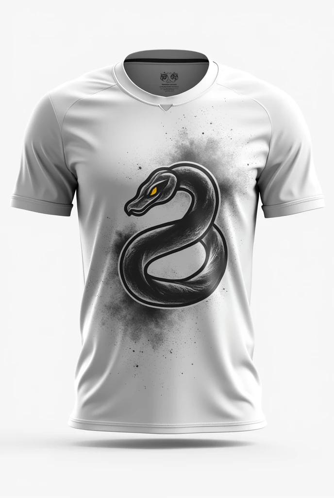Create an image of an interclass jersey Team name Torra-Torra FC Color white and gray With a snake And the Ying Yang symbol