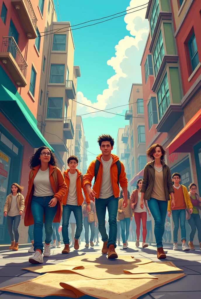 create a banner of people in a scavenger hunt