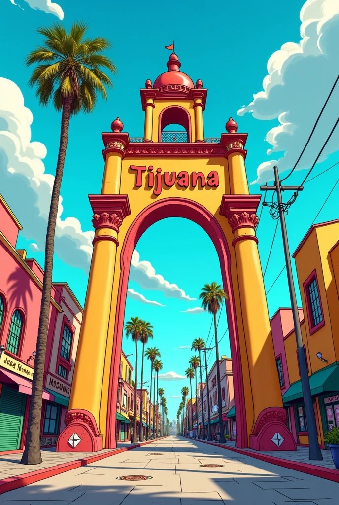 Colored drawing of the Tijuana Arch cartoon