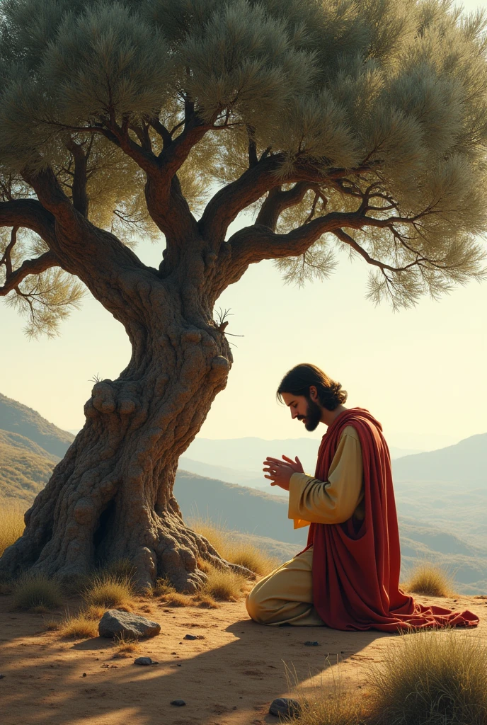 Jesus praying under an olive tree