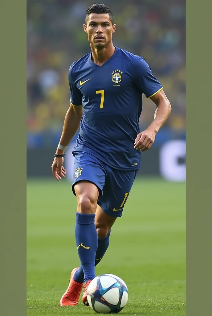Cristiano Ronaldo wearing a Brazil jersey