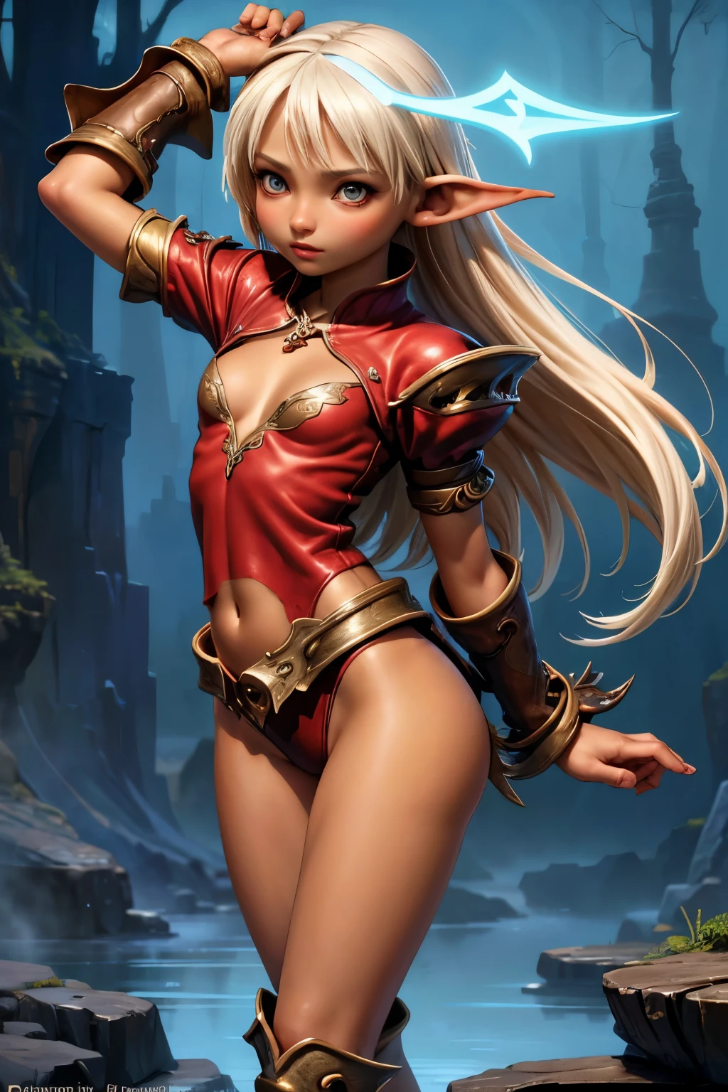 girl with small breasts, with exotic red clothing, dark ebony skin, round and butt, Epic Fantasy Art Style HD, 4K fantasy art, epic fantasy digital art style, epic fantasy art style, Fantasy Woman, epic fantasy art portrait, Epic fantasy style,slender body,childshi body, hyperrealistic fantasy art, hd fantasy art, Epic fantasy character art, epic fantasy art, in style of dark fantasy art, epic fantasy digital art, (iluminación cinematográfica :1.4), (estilo encaje lingerie red:1.4)