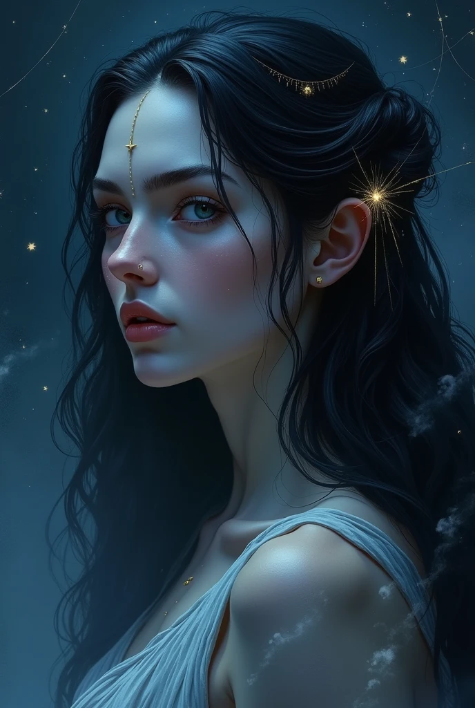 Create a profile picture with reference to the Greek goddess Nyx