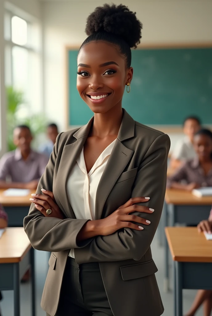 A black woman with straight hair, Female teacher