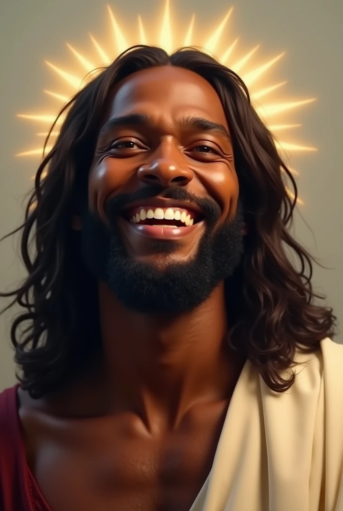 make an image of black christ with a happy smile