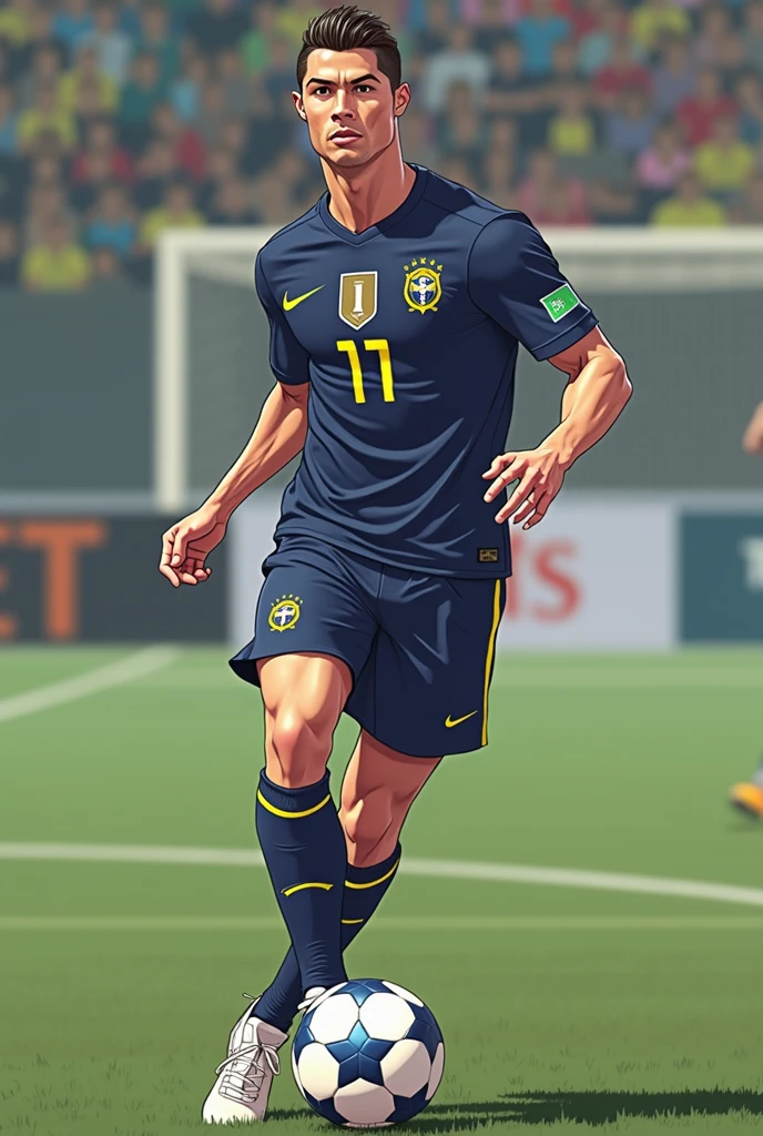 Cristiano Ronaldo wearing a Brazil jersey , アニメ