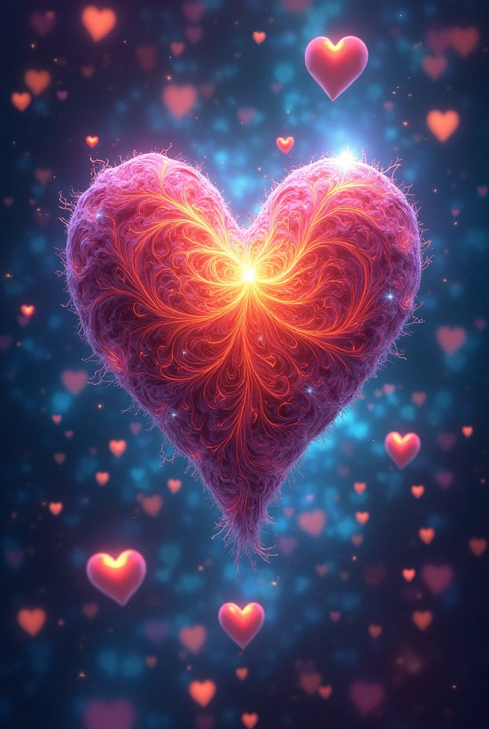 Heart of a thousand colors in a sky of hearts