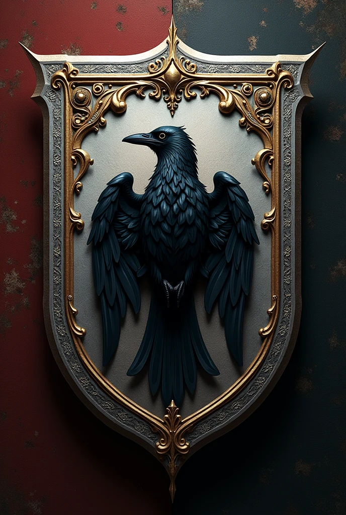 You can create a logo (shield) with a silver border, with a crow (in the center) , With outstanding embroidery with a ribbon with Renaissance letters At the top that say "Void Pioneers" in Renaissance style That the title is at the top of the shield
