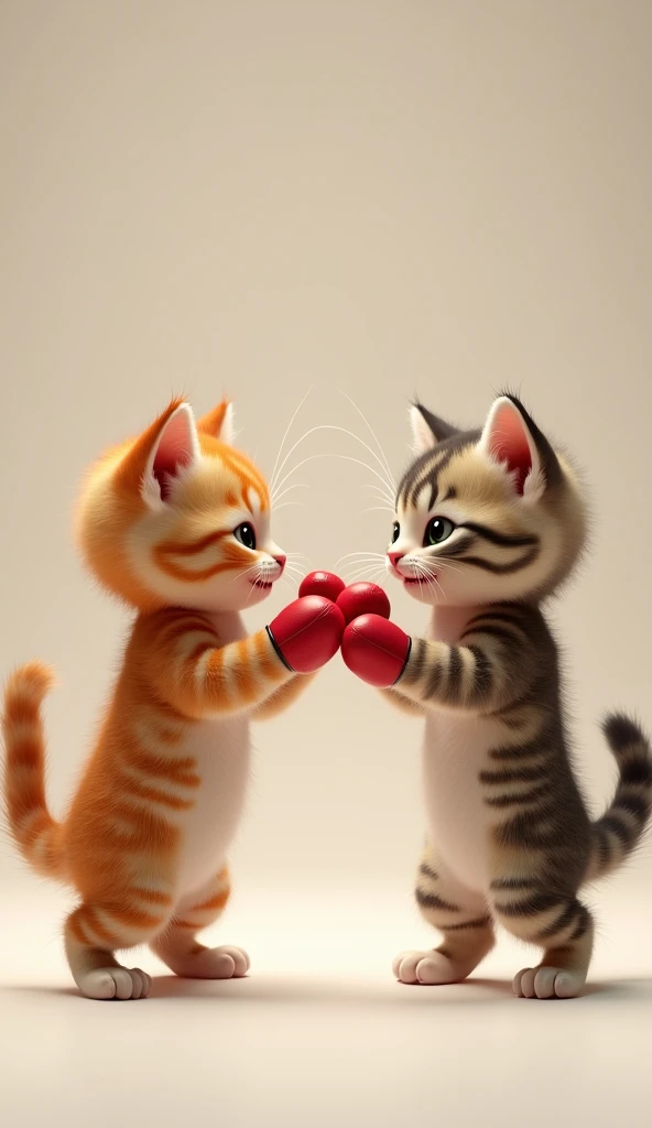 kitten Two of them standing upright boxing 3d