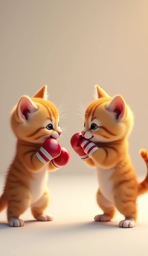 kitten Two of them standing upright boxing 3d