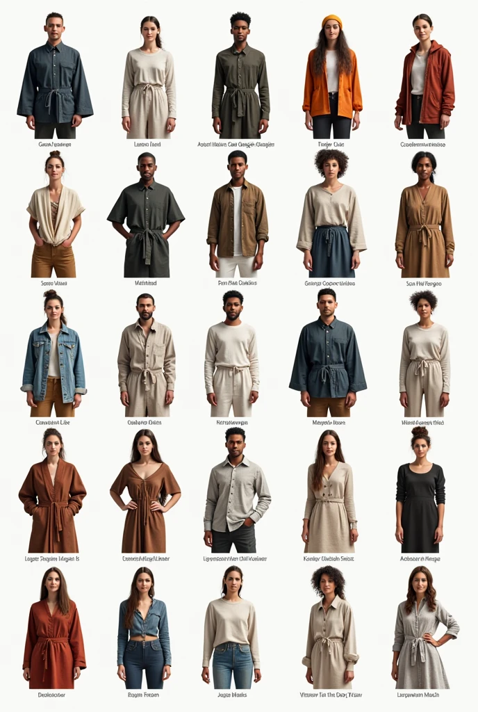 Create a picture dictionary of all kinds of clothing