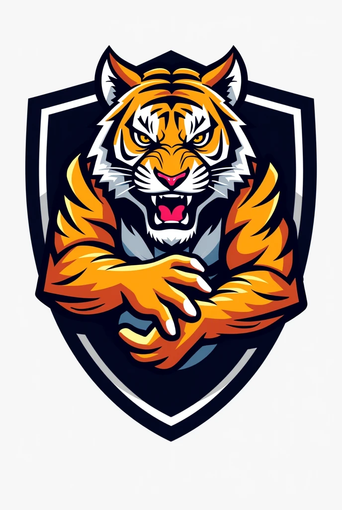 Com base no big tiger. Create a handball team shield, with the name "little tigers", where the tiger will represent the little tiger. The animal must have a handball in its hand, no people in the photo Tiger has to be angry