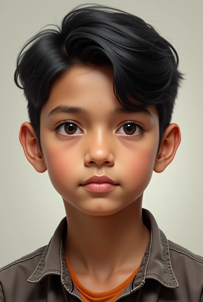 Nepali boy having light black hair The side-parted comb-over and eyes and light skin who looks realistic as possible and human