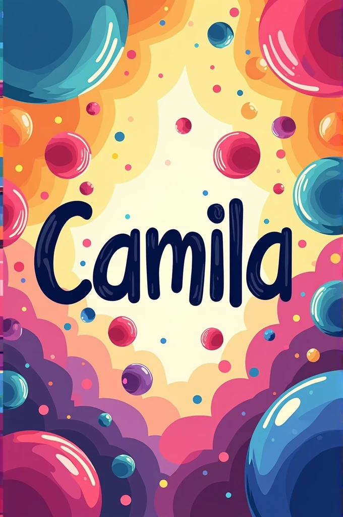 CREATE AN IMAGE THAT HAS THE NAME INSIDE CAMILAVCON THE BUBIES BACKGROUND