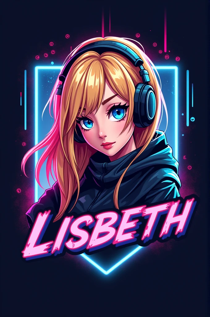 Blonde female gamer logo with the name Lisbeth
