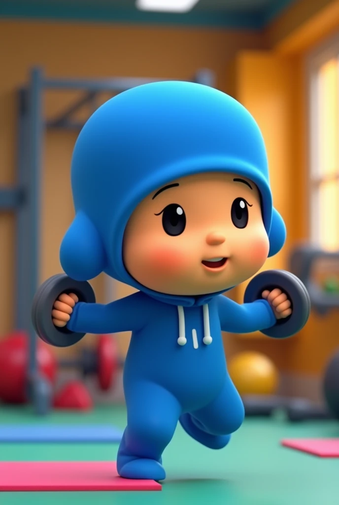 Pocoyo in the gym or exercising