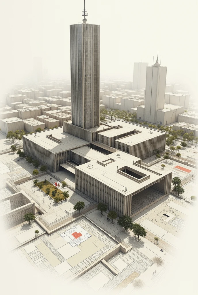 On an A3 make a distribution of an architectural work with its analysis, without leaving empty spaces