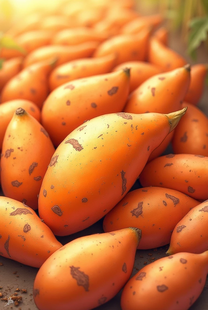 illustration of small sweet potatoes for the backround. The image spreads across the background