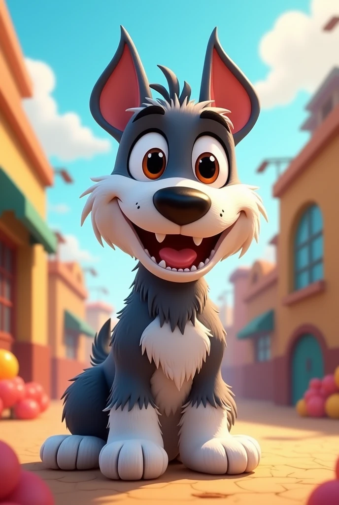 a cartoon of a happy schnauzer