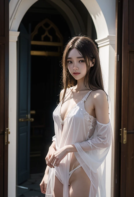 The heroine emerges from the light、Sheer clothing、Wizard、Not wearing a costume