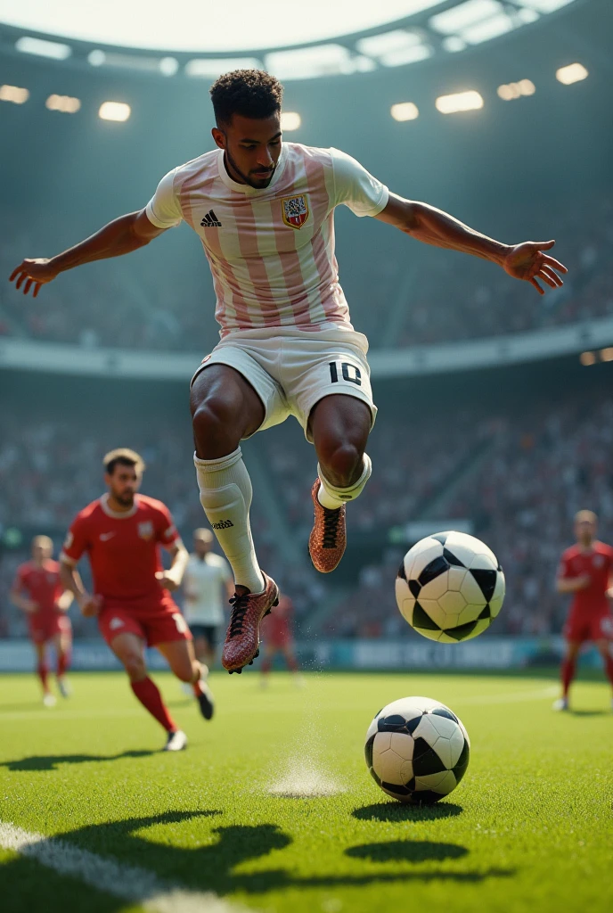 football player scoring a bicycle goal