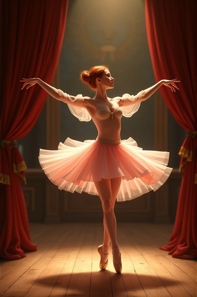Make a redhead girl dancing ballet
