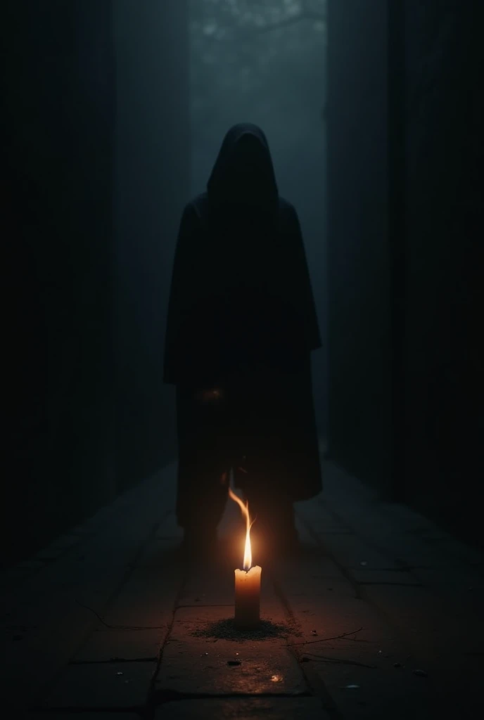 A place in complete darkness and a candle lit in the nothingness. The atmosphere has to be dark, It must be scary, horror with a title that says 72 hours