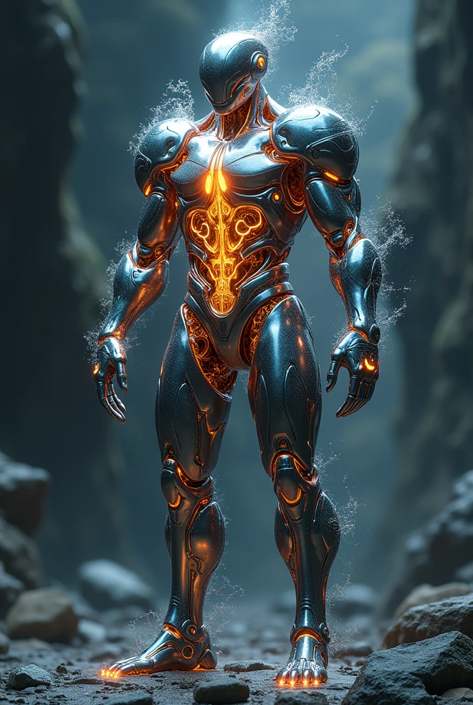 masterpiece, Highest quality、Very detailed、sf、Liquid Metal Golem、Energy core in the center、seamless、Energy Guidance、Energy Joint、elegant、