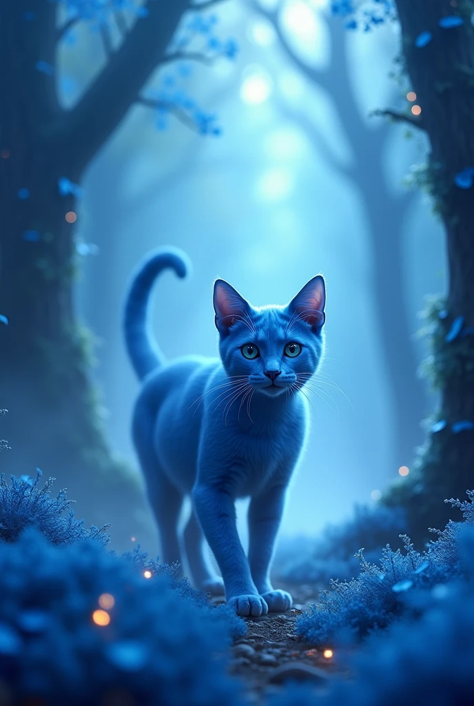 A blue cat in a blue wood