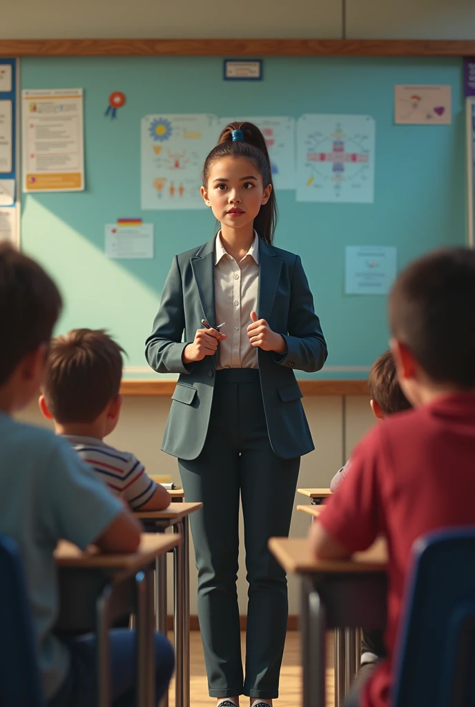 Image of teacher giving class to children about psychoactive substances