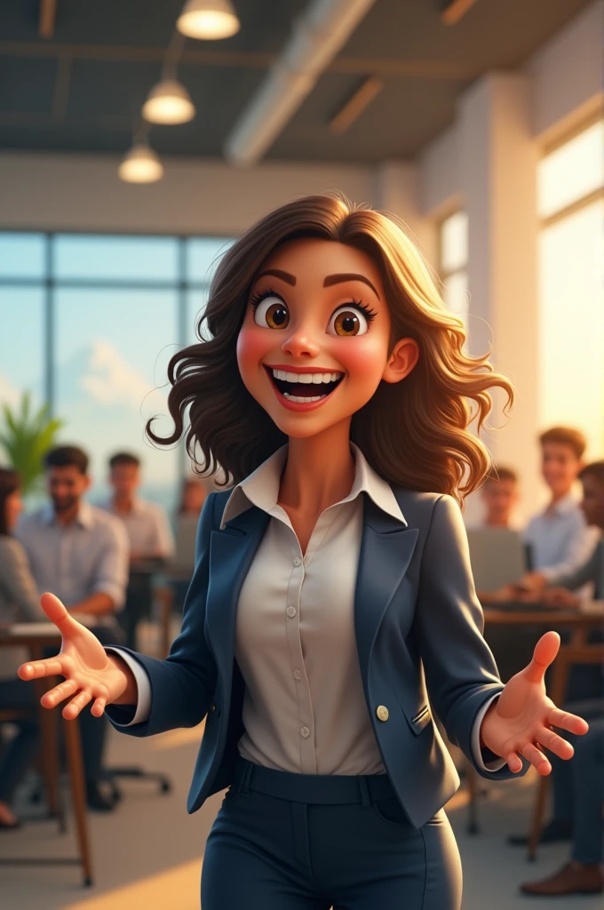 Very happy person at work