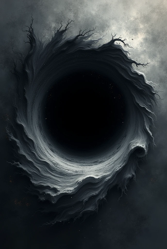Make a wallpaper for phone with a black hole in ink style