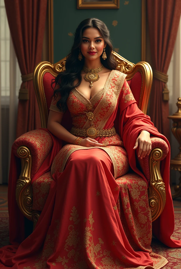 6 ft big breasted average beautiful sri lanakan wealthy 25 yeas old girl in maharani dress. Wearing Academic regalia.well educated.sit in chair massive big boobs, big butt