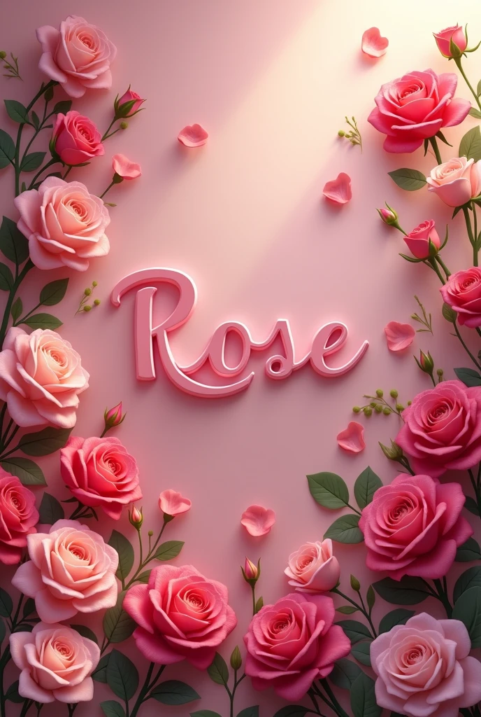 CREATE IMAGE THAT HAS THE NAME INSIDE PINK WITH THE BACKGROUND OF ROSES