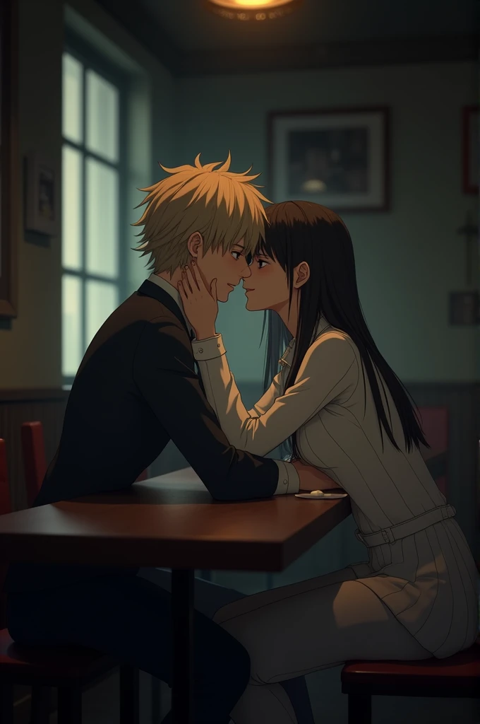 I want the image of the couple at the table from the anime Death Note, I want them hugging and together.