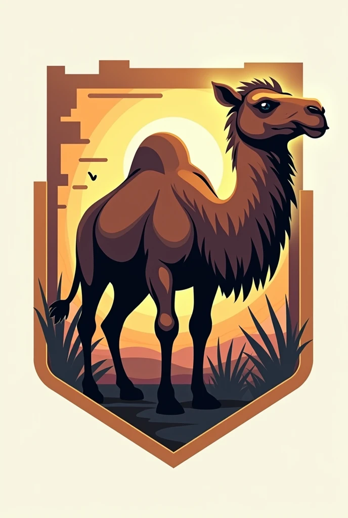 make a football emblem with a camel written camel city