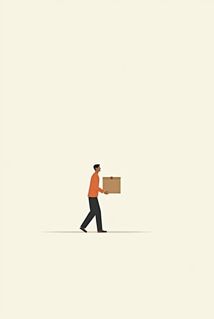 generate a simple vector illustration, of a person walking with a box in arms 