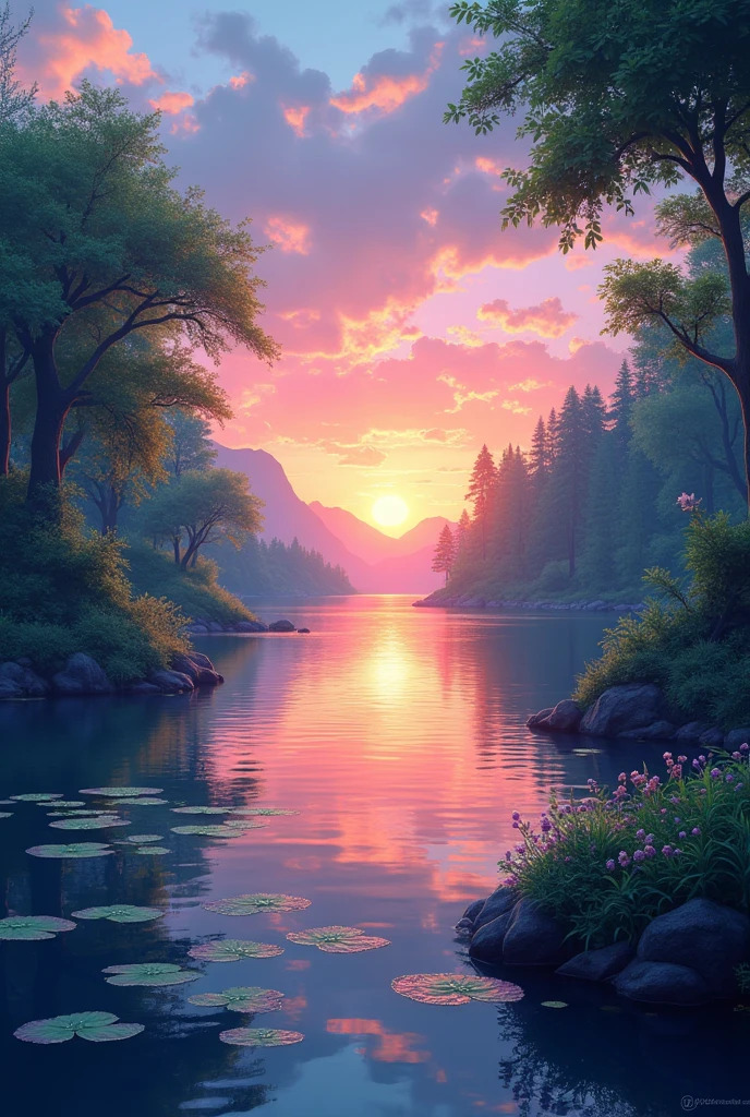 image of a landscape at sunrise showing the pixels