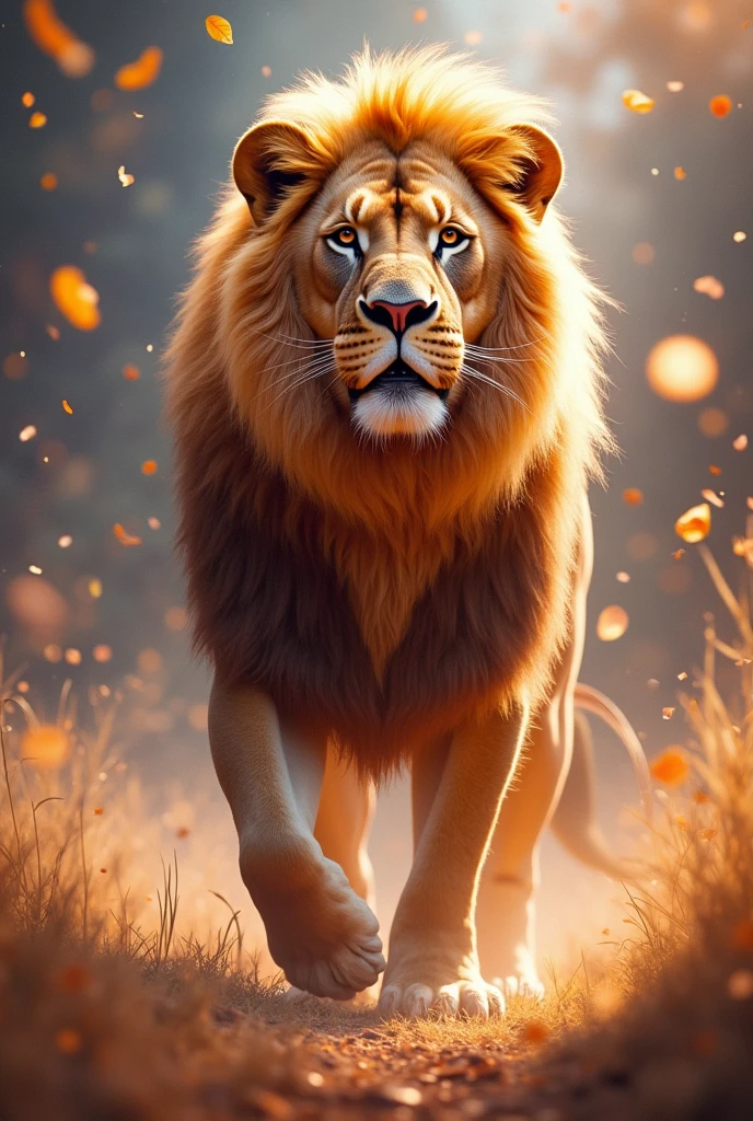 Create a photo of a lion present from tik tok